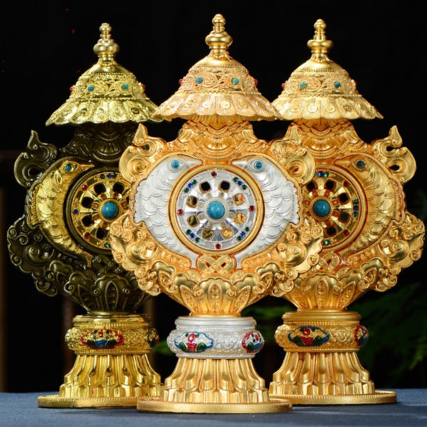 Complete Collection of Eight Auspicious Symbols - Tibetan Alloy Decorative Piece