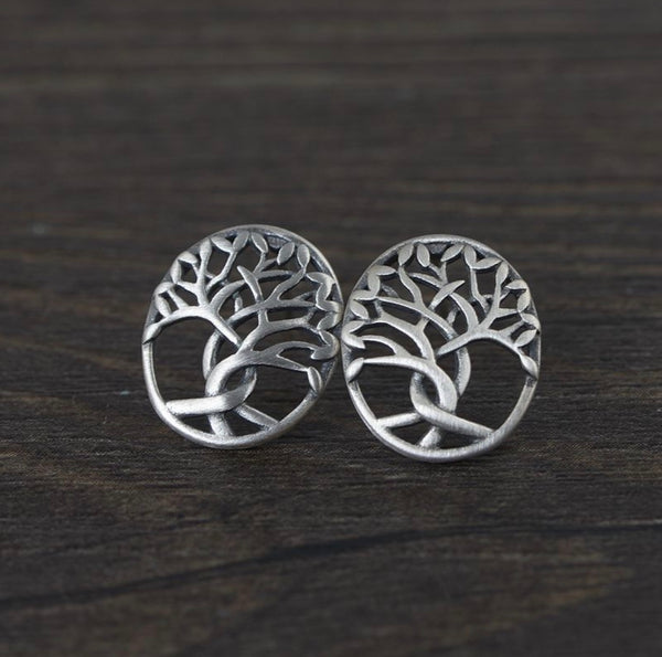 S925 Thai Silver Craftsmanship Sterling Silver Life Tree Energy Stud Earrings | Spiritual Jewellery | Zen Zone Buddhist Shop
