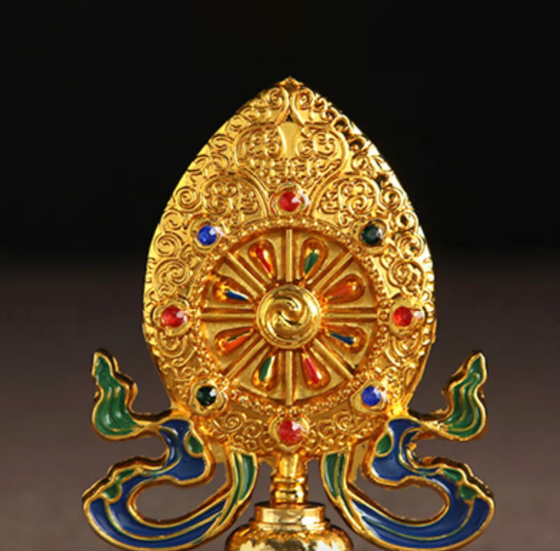 Set of 8 Small Golden Eight Auspicious Symbols Home Altar Decorations - Eight Auspicious Symbols Ornament Set in Gold