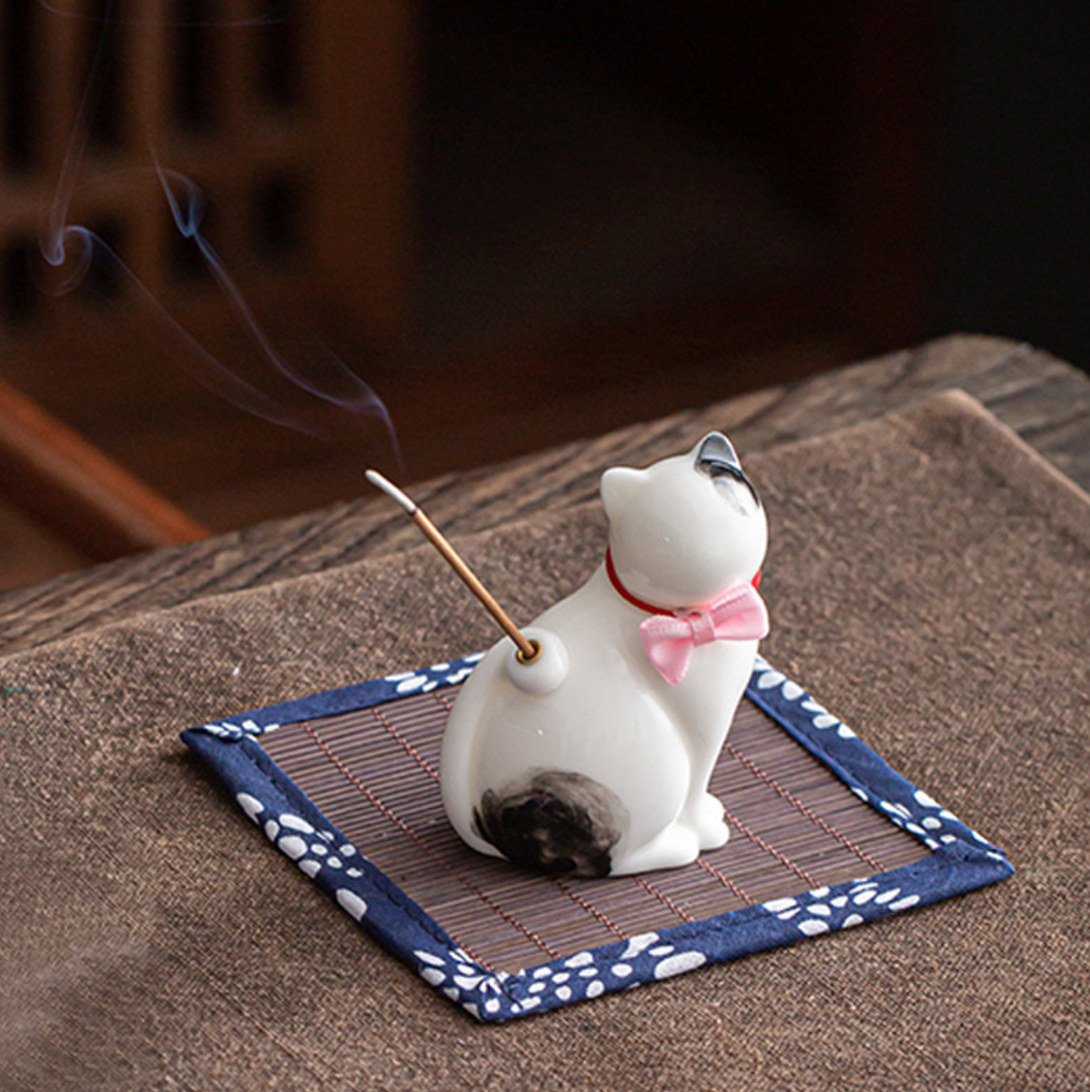 Ceramic Cat Incense Stick Holder - Cute and Quirky Incense Burners for Zen and Serenity