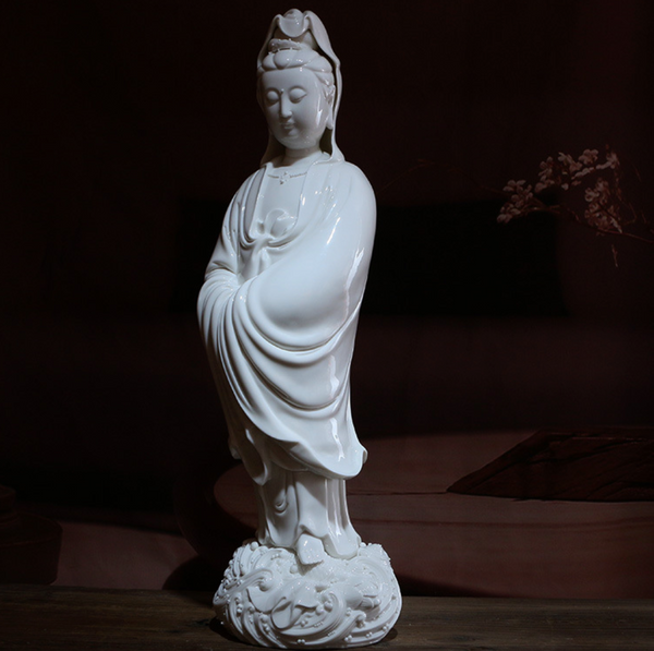 Dehua White Porcelain Chinese Buddha Statue - Nansha Crossing Guanyin - Exquisite Chinese Style Figurine with South Sea Theme, Made of Dehua White Porcelain