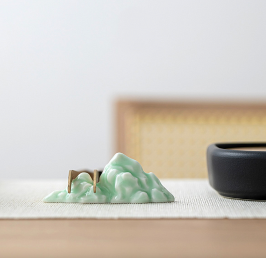 Ceramic Green Mountain Incense Holder Tea Ceremony Pen Stand and Holder