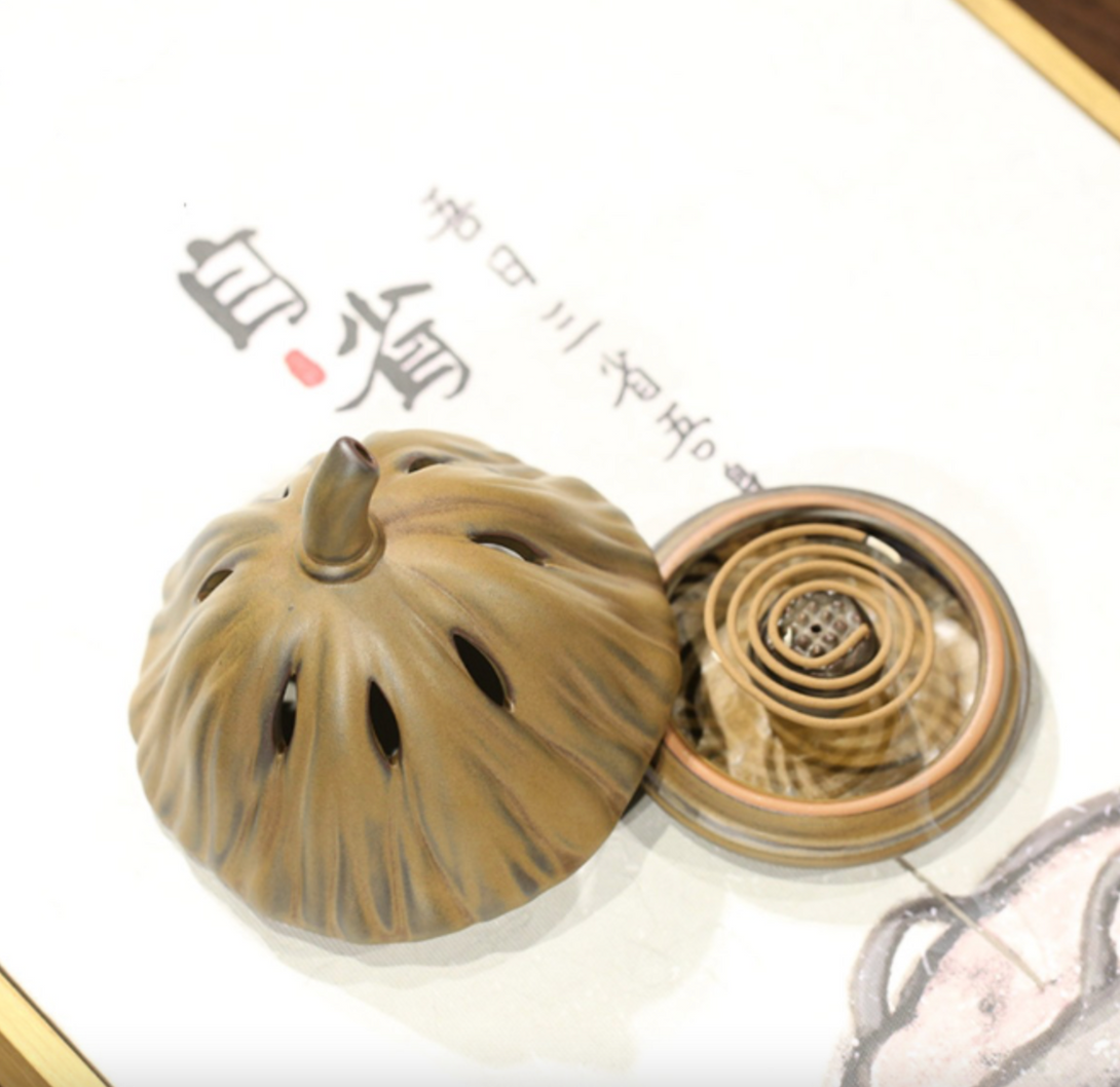 Ceramic Lotus Root Incense Burner - Buddhist Zen Incense Holder