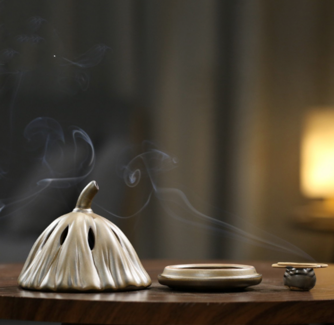 Ceramic Lotus Root Incense Burner - Buddhist Zen Incense Holder