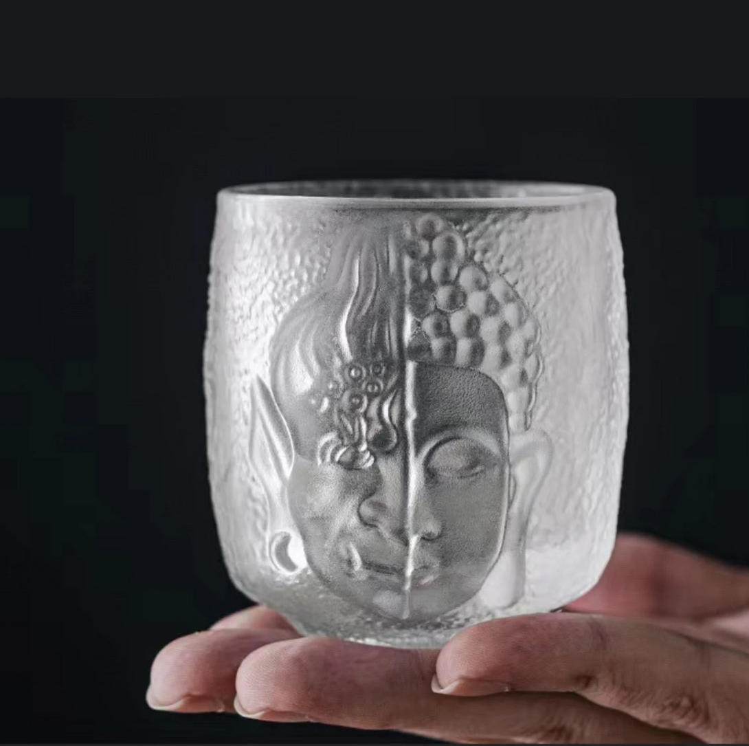 "One Thought Away" Buddha & Evil Zen-Inspired Crystal Glass Whisky Cup
