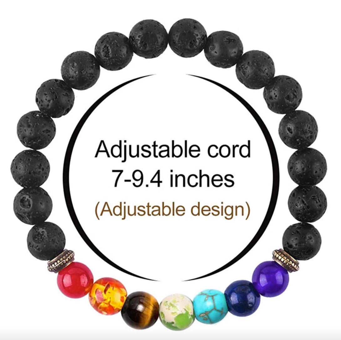 7 Chakras Rainbow Volcanic Stone Bracelet - A Delicate Touch for Balance and Serenity