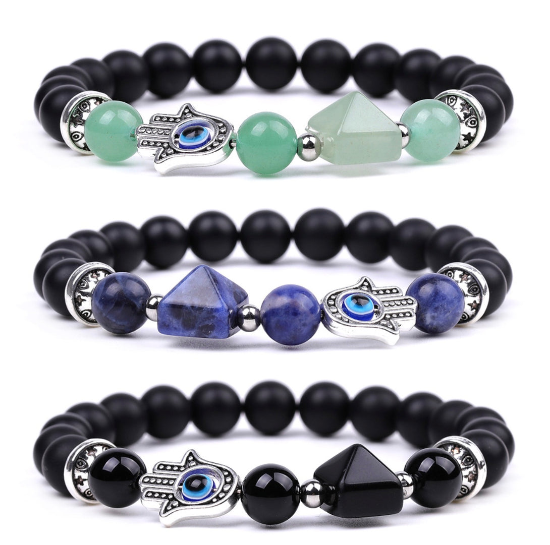 Fatima Hand 10mm Crystal Pyramid Hamsa Bracelet - Energize and Protect with this Beautiful Crystal Jewelry