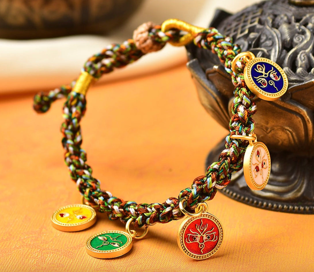 Tibetan Five Way God of Wealth Bracelet - Lucky Charm Handmade Buddhist Bracelet