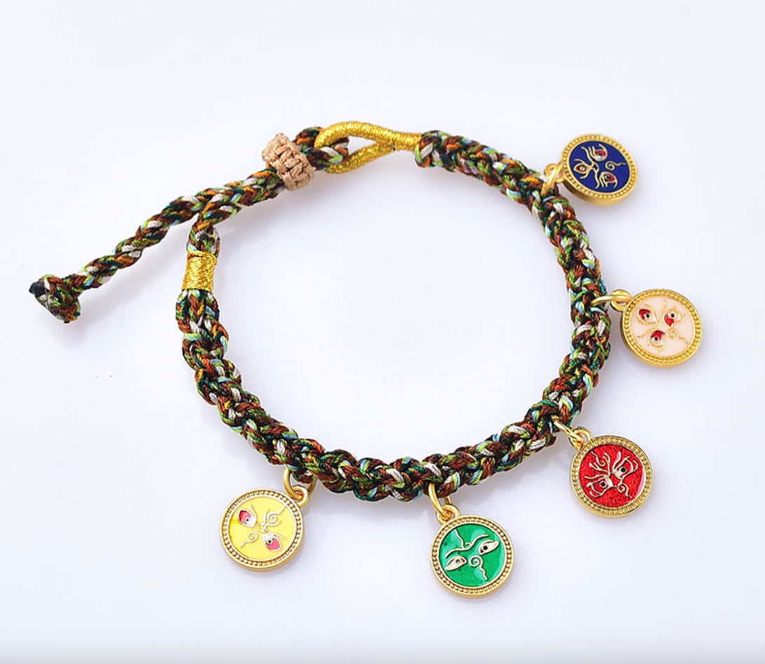 Tibetan Five Way God of Wealth Bracelet - Lucky Charm Handmade Buddhist Bracelet