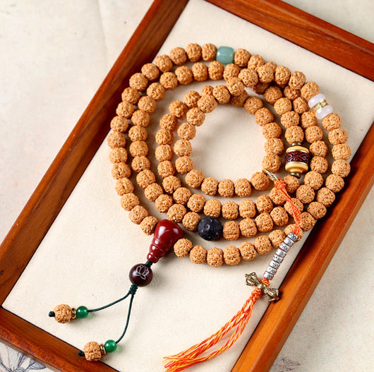 Stylish Vajra Bodhi Seeds & Dzi Tassel Buddhist 108 Mala Beads | Zen Zone Dharma Shop