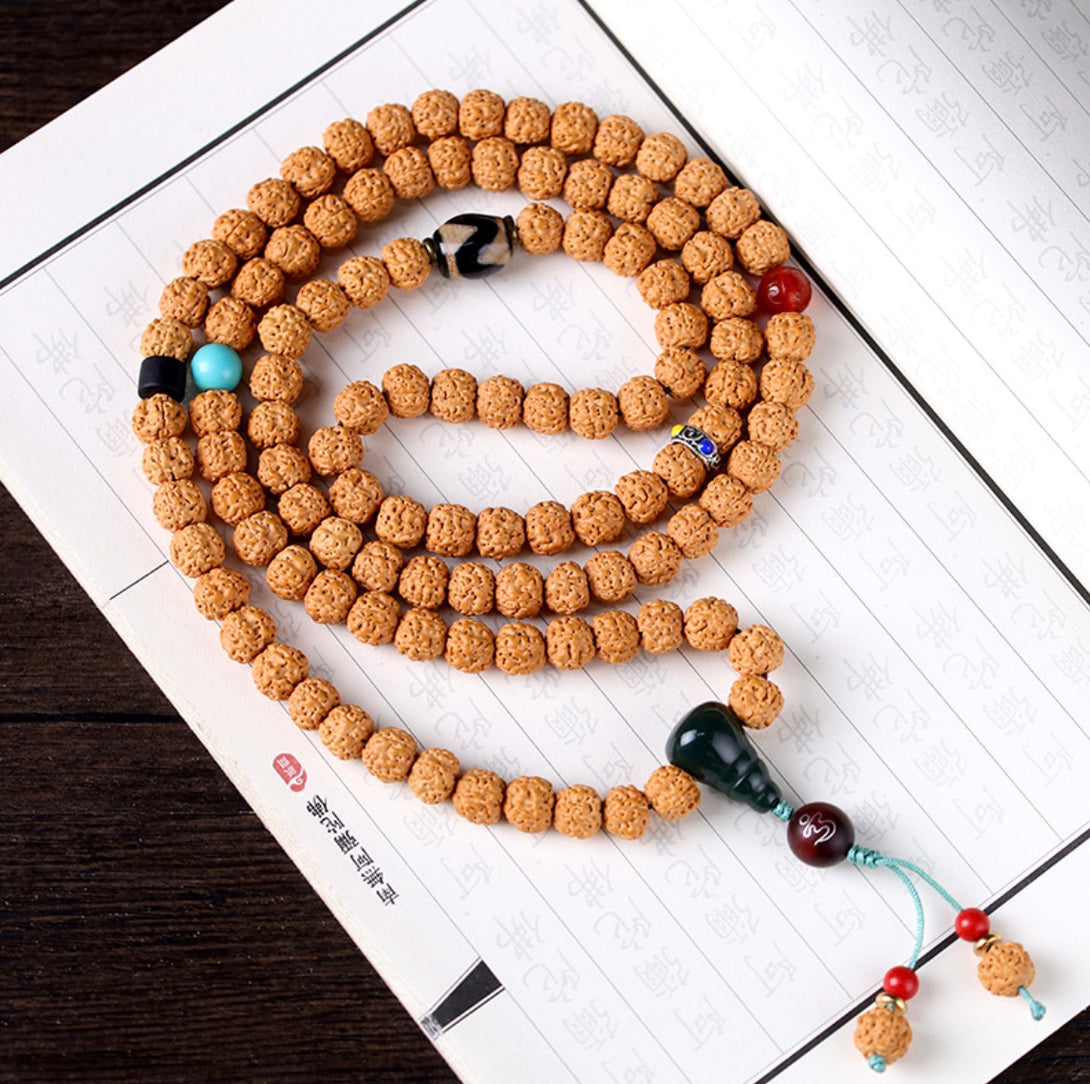 Stylish Vajra Bodhi Seeds & Dzi Tassel Buddhist 108 Mala Beads | Zen Zone Dharma Shop