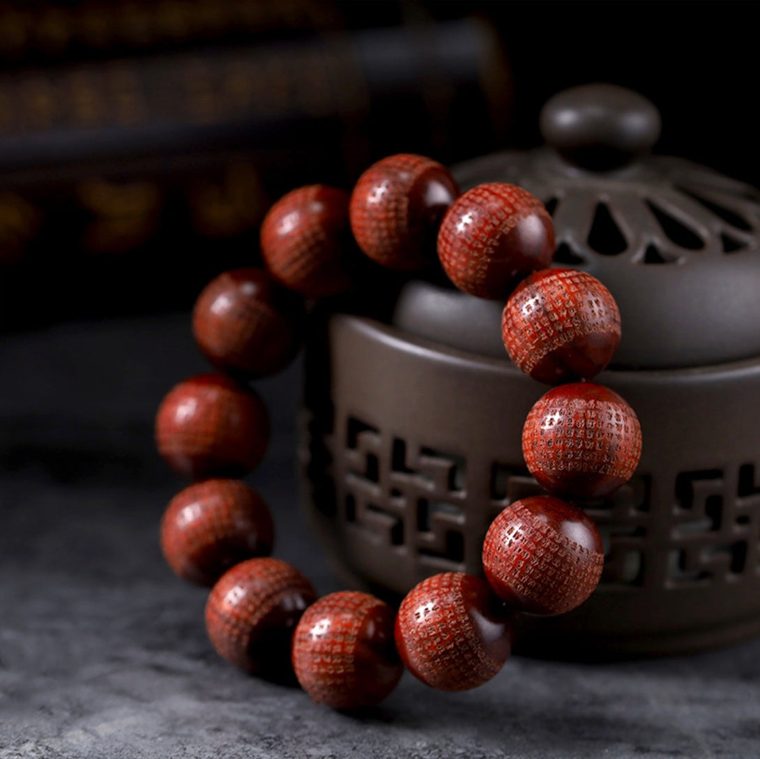 Sandalwood Heart Sutra Bracelet - Unlock Inner Peace | Zen Zone Buddhist Store