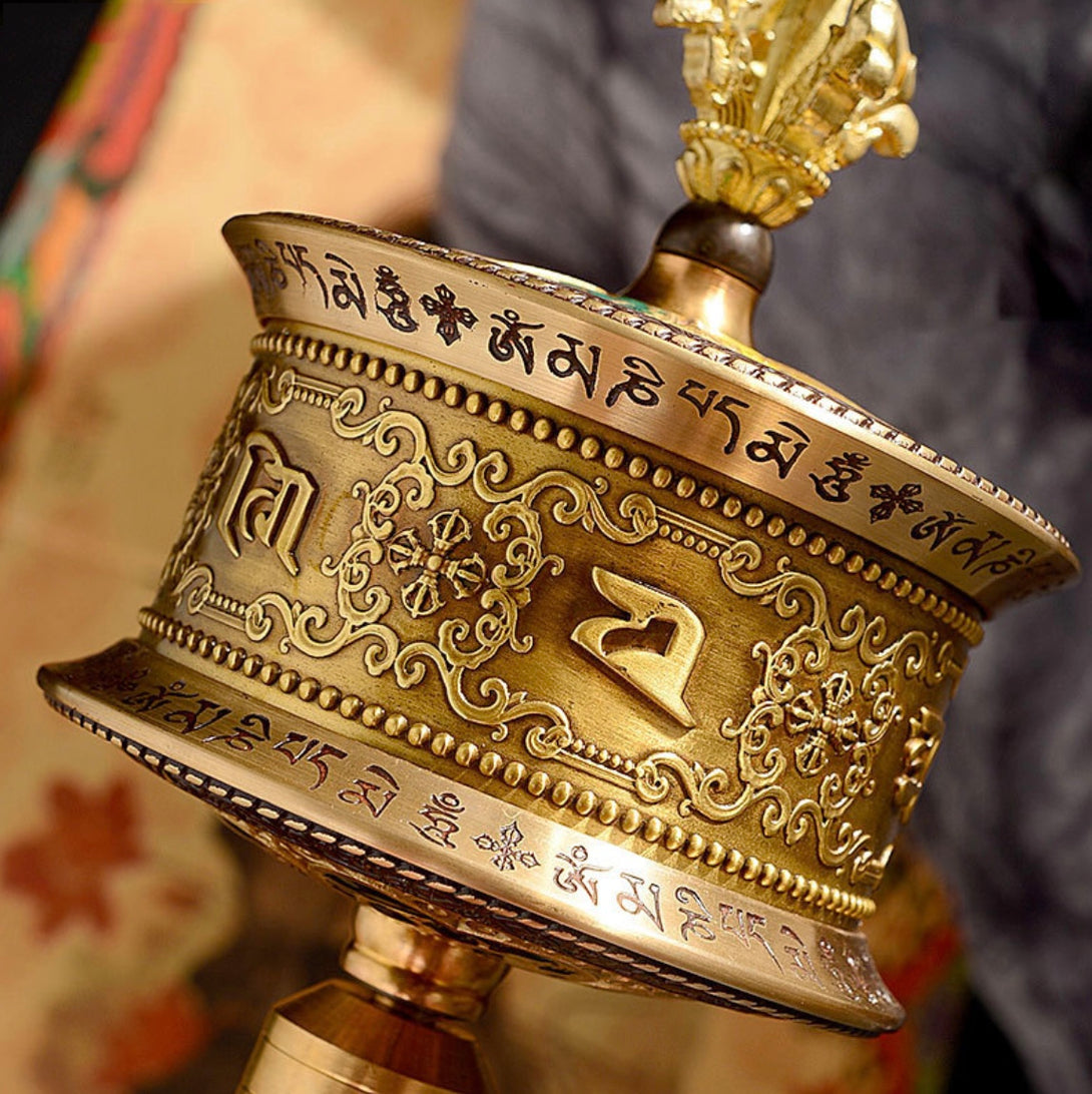 Exquisite Copper Painted 50,000 Om Mani Padme Hum Prayer Wheel | Zen Zone Buddhist Shop