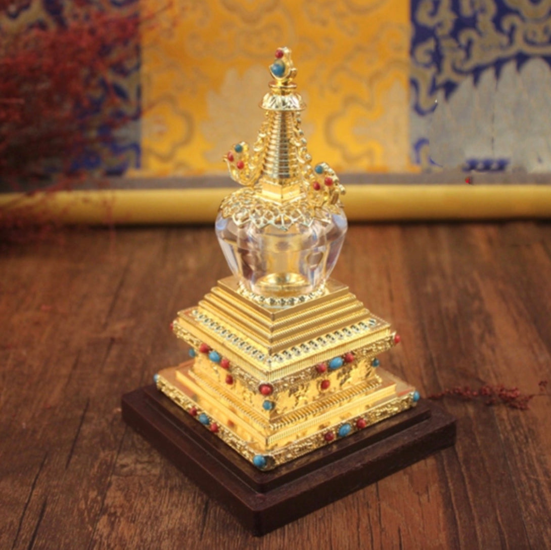 Exquisite Alloy Resin Crystal Stupa - A Symbol of Spiritual Enlightenment | Zen Zone Buddhist Shop