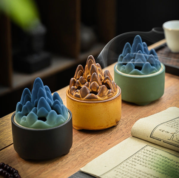 Serene Gradient Ceramic Incense Burner - Mountainous and Remote | Zen Zone Buddhist Shop
