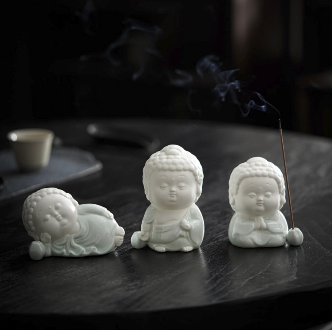 Harmony of Three Little Buddhas - Incense Holder for Stick Incense | Zen Zone Buddhist Shop