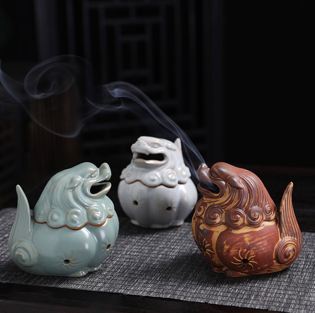 Guardian Lion Ceramic Incense Burner | Zen Zone Buddhist Shop