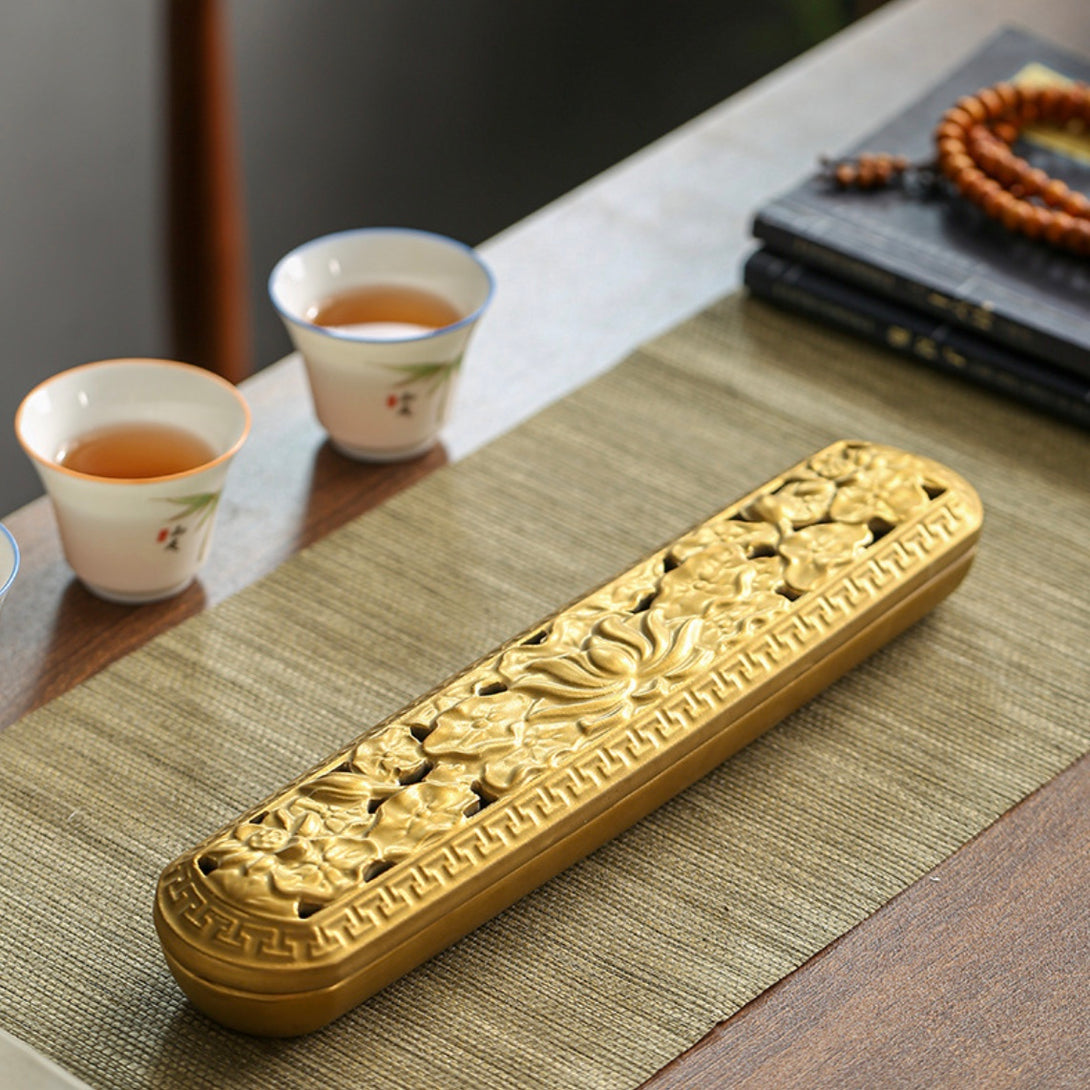 Harmonious Dragons and Lotus - Ceramic Incense Holder | Zen Zone Buddhist Shop