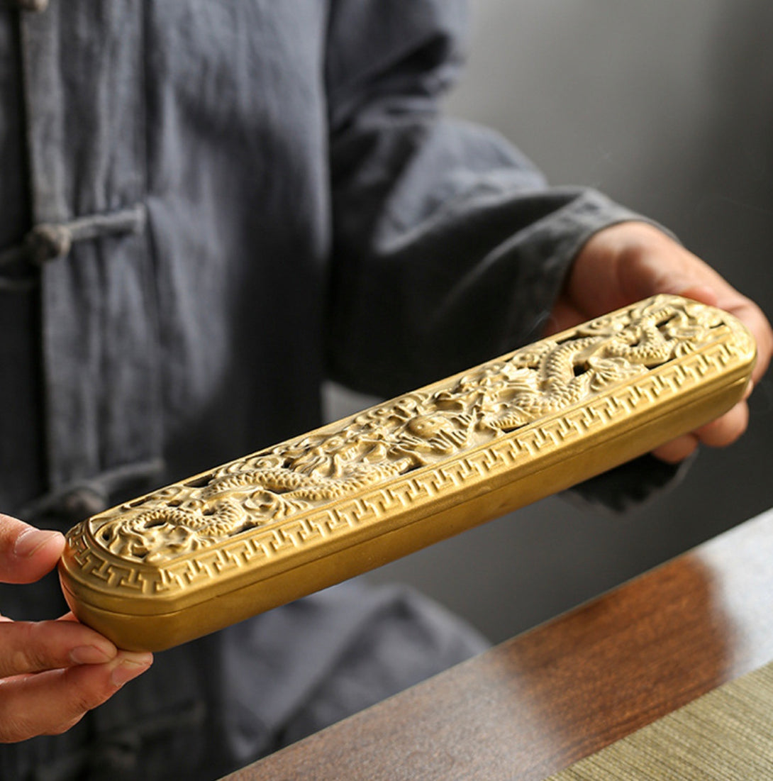 Harmonious Dragons and Lotus - Ceramic Incense Holder | Zen Zone Buddhist Shop