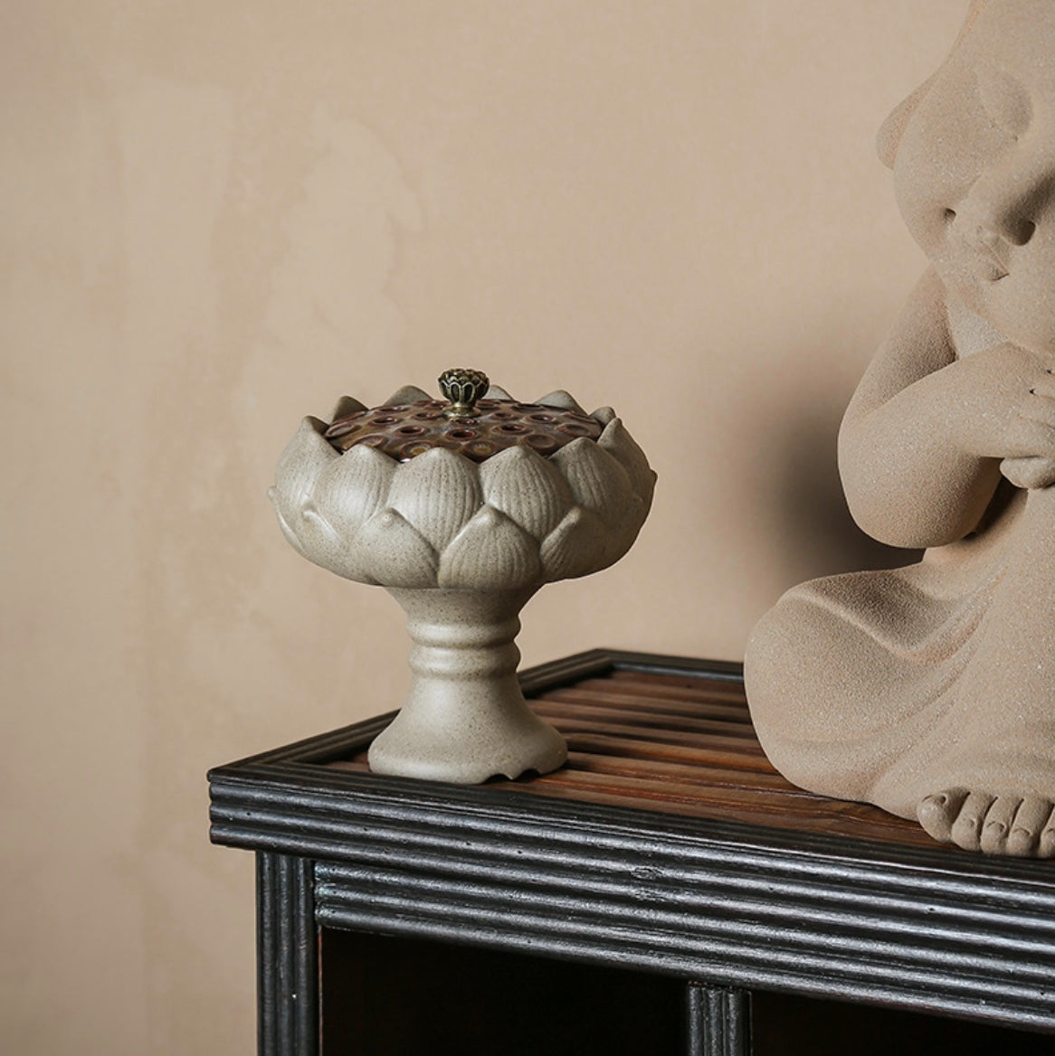 Rustic Beauty - Lotus Flower Ceramic Incense Burner | Zen