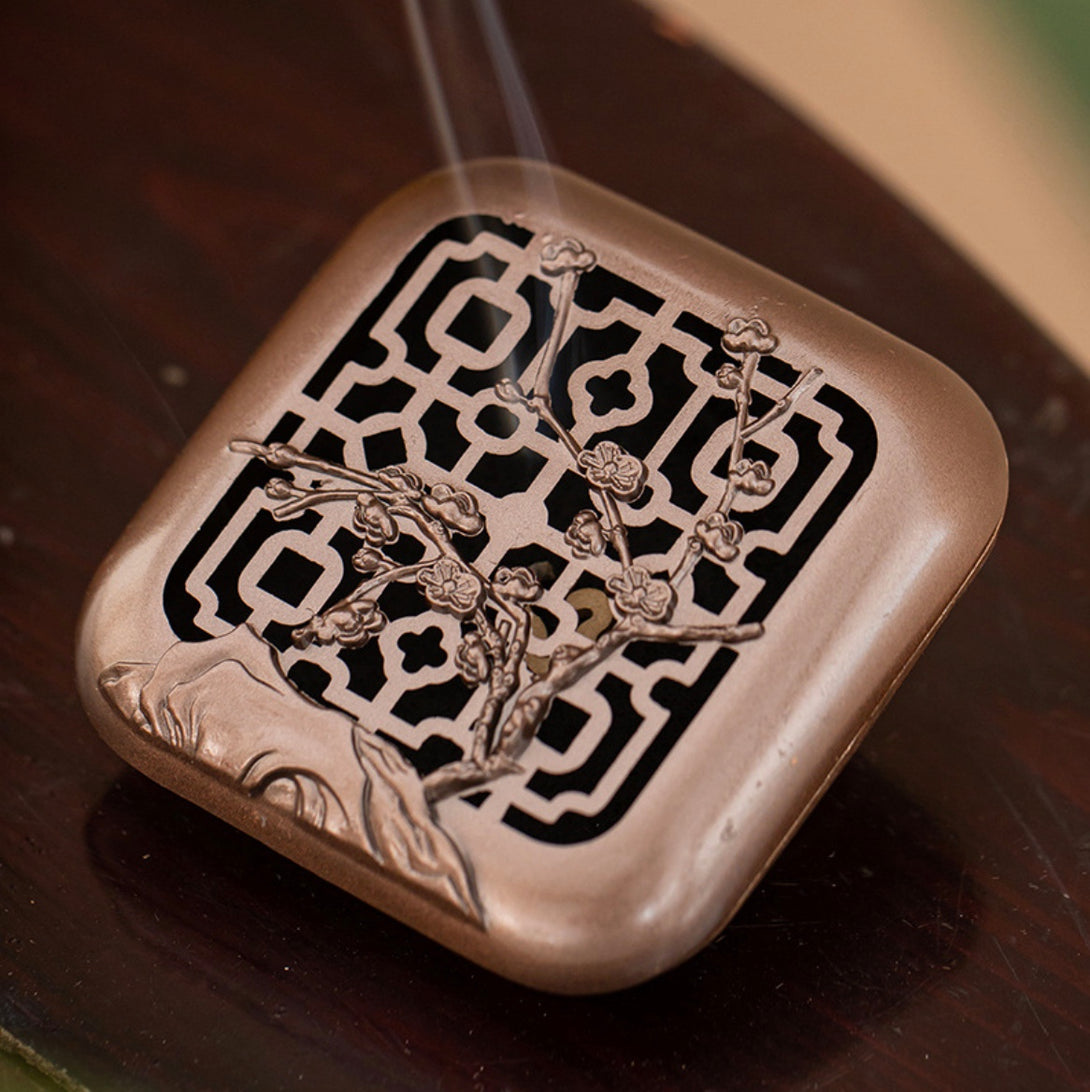 Zen Copper Incense Holder Box - Artistic Blossoms | Zen Zone Buddhist Shop