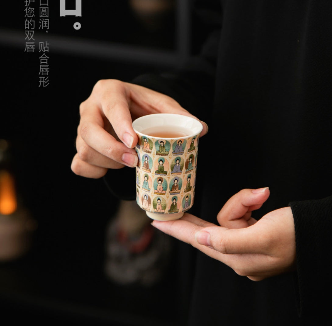 Zen Dunhuang Thousand Buddhas Ceramic Tea Cup | Zen Zone Dharma Shop