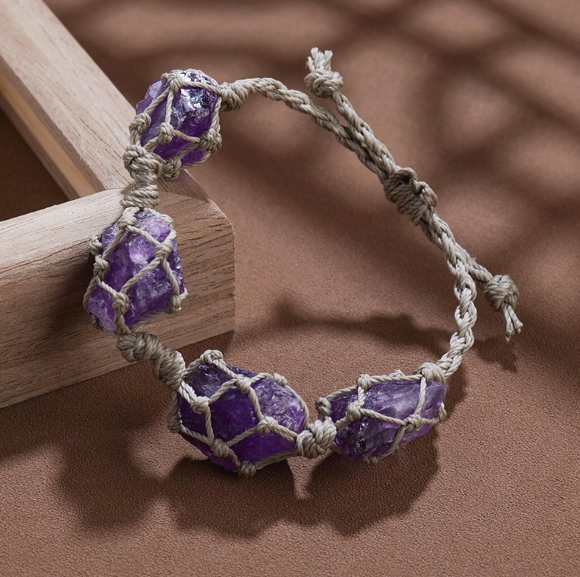 On sale Doris Amethyst point handmade macrame bracelet