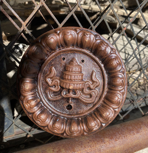 Handmade Nepalese Red Earthenware Incense Burner with Auspicious Eight Symbols