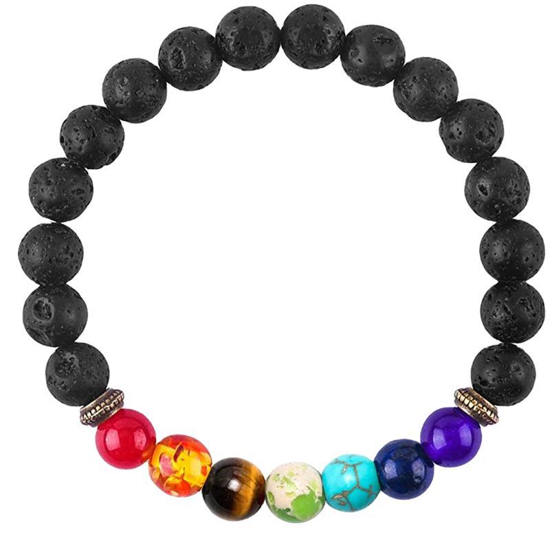 7 Chakras Rainbow Volcanic Stone Bracelet - A Delicate Touch for Balance and Serenity